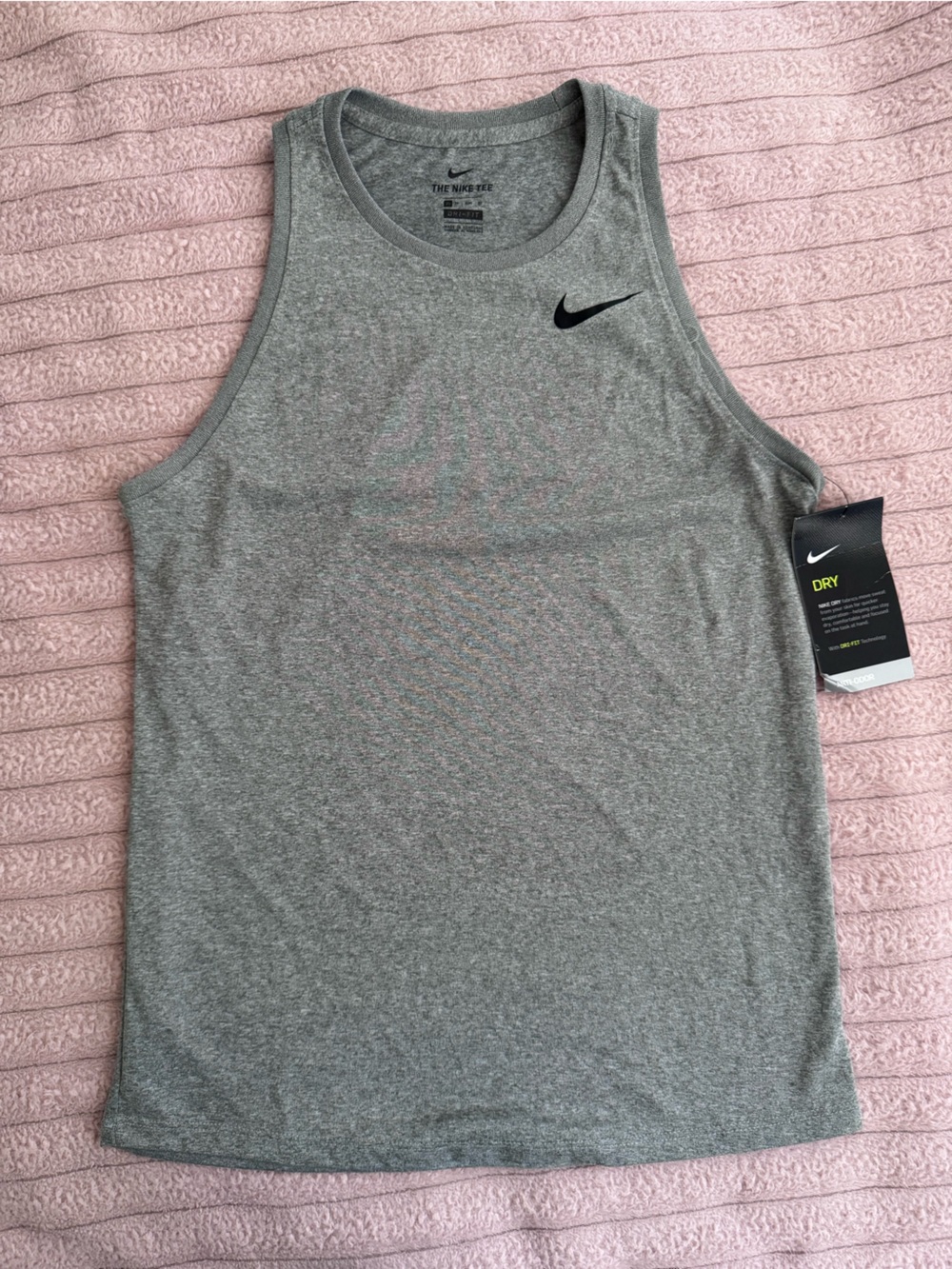 Nike Women’s Gray Athletic Dri-FIT Tank Top with Black Swoosh